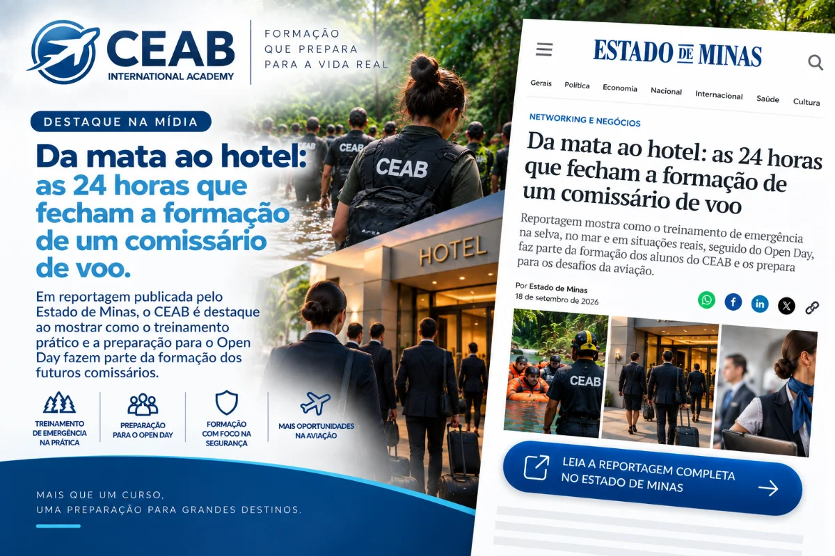 Da mata ao hotel: as 24 horas que fecham a formação de um comissário de voo