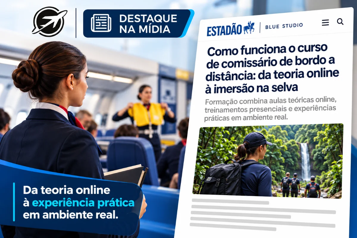 Como funciona o curso de comissário de bordo a distância, da teoria online à imersão na selva