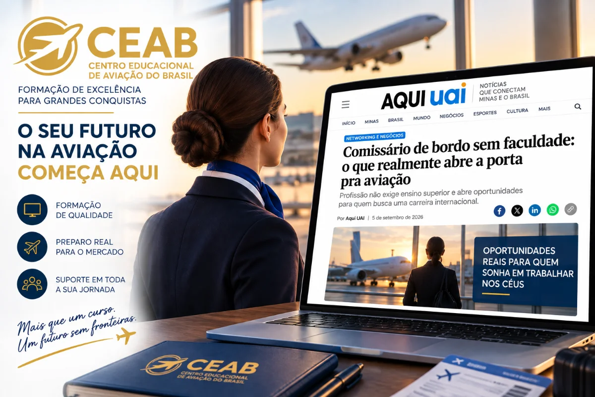 Comissário de bordo sem faculdade: o que realmente abre a porta pra aviação