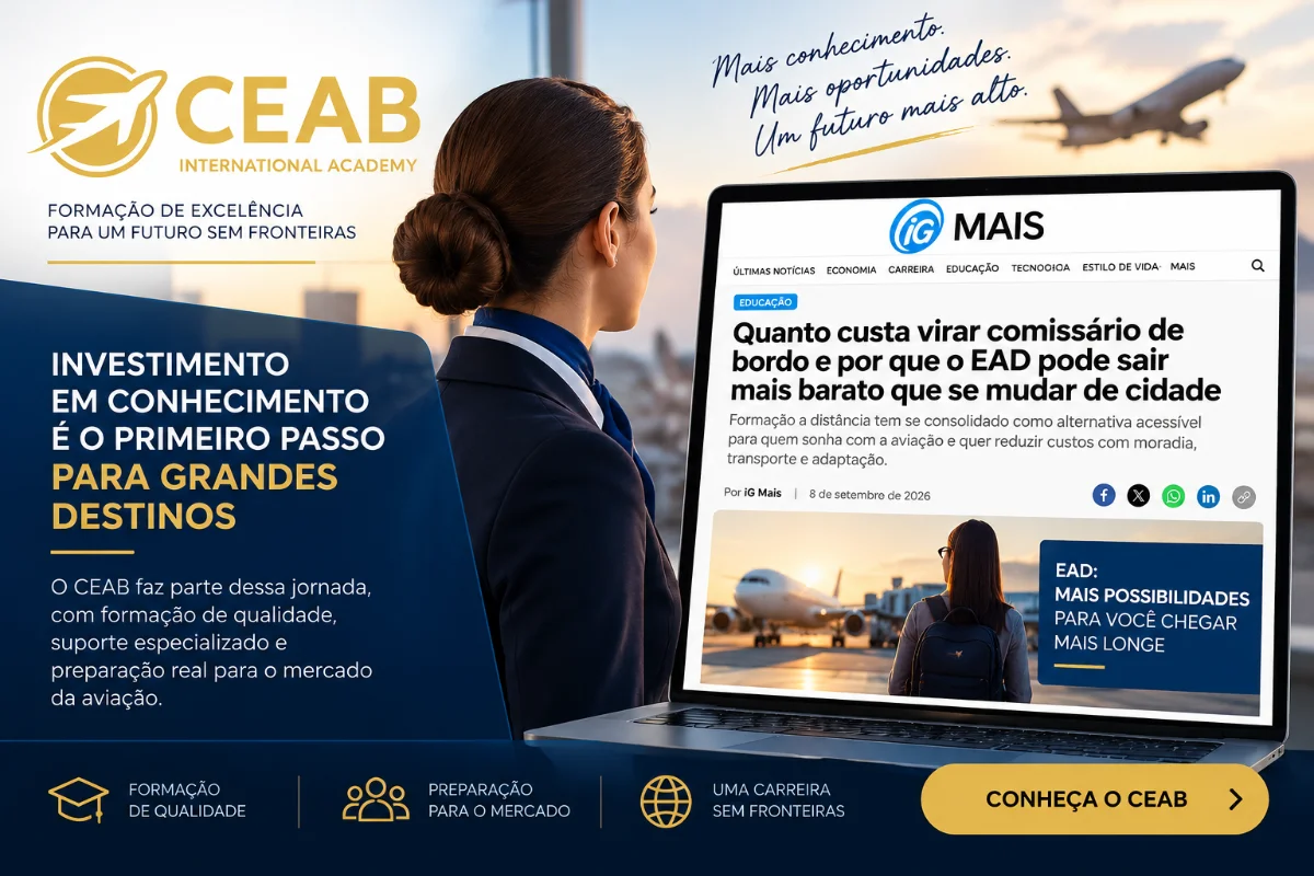 Quanto custa virar comissário de bordo (e por que o EAD pode sair mais barato que se mudar de cidade)
